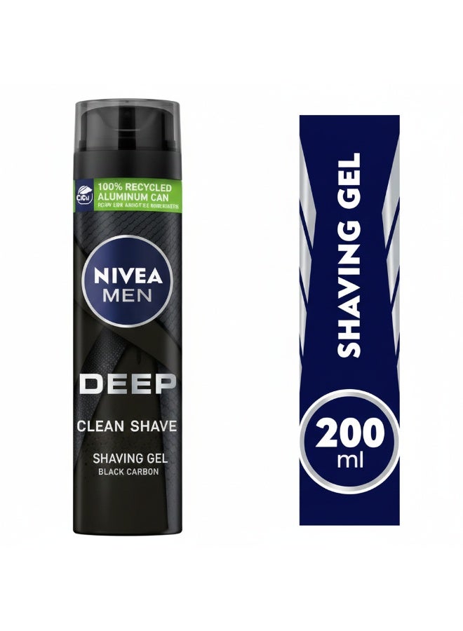 Nivea MEN DEEP Clean Shave Shaving Gel, Antibacterial Black Carbon 200ml - Image 1